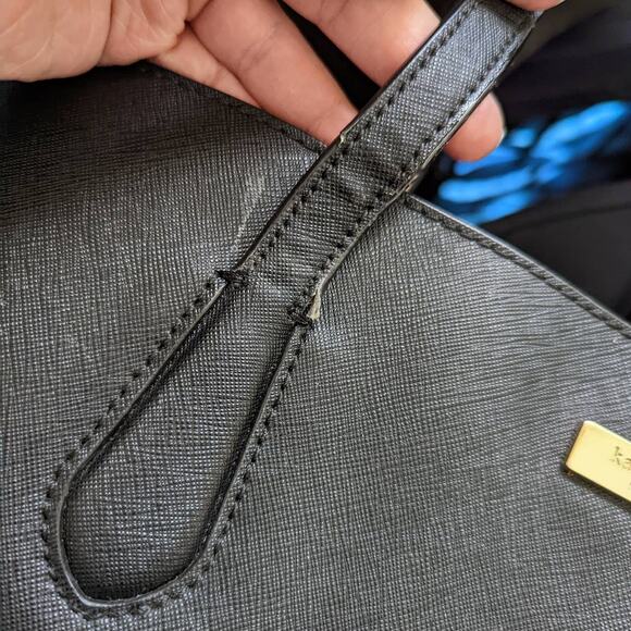 Kate Spade Laurel Way Jaymes Tote Bag Purse Leather New York Black Crossgrain - Picture 10 of 11